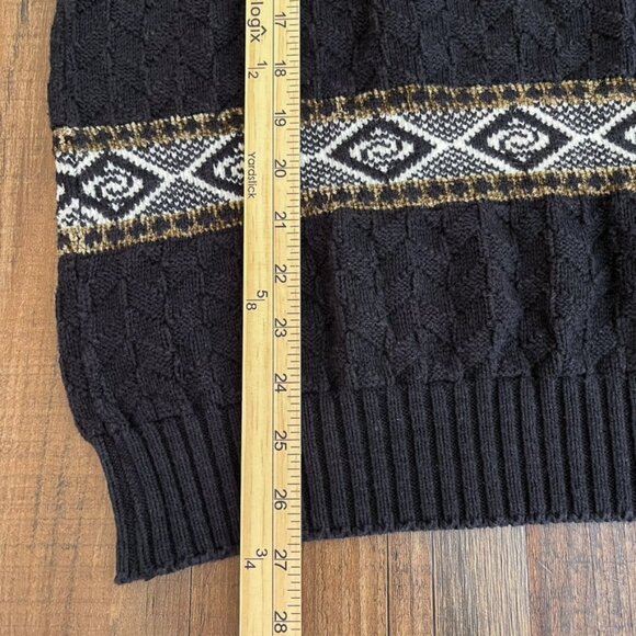 VTG CHAPS Ralph Lauren Chunky Sweater Crewneck Western Aztec USA Made Size Large - Picture 13 of 16